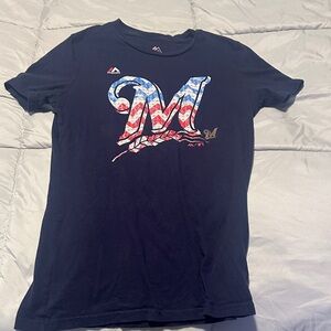 Majestic Navy Blue Kids Short Sleeve Tee